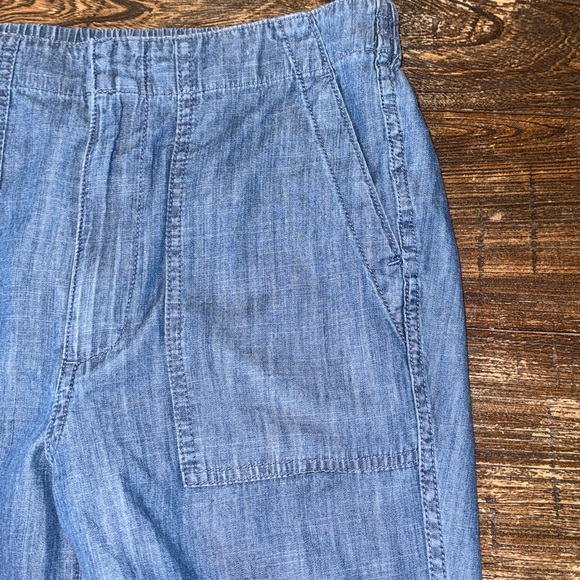 J.Crew Seaside Cropped High-Rise Chambray Pants Jeans AJ459 Indigo Size 12 - Picture 6 of 8